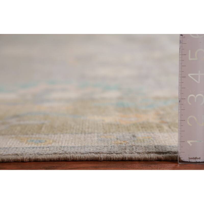 Hand Knotted Oriental 100% Wool Carpet Transitional All-Over Greys & Charcoal Oushak Area Rug - 11' 11'' X 9' 2''