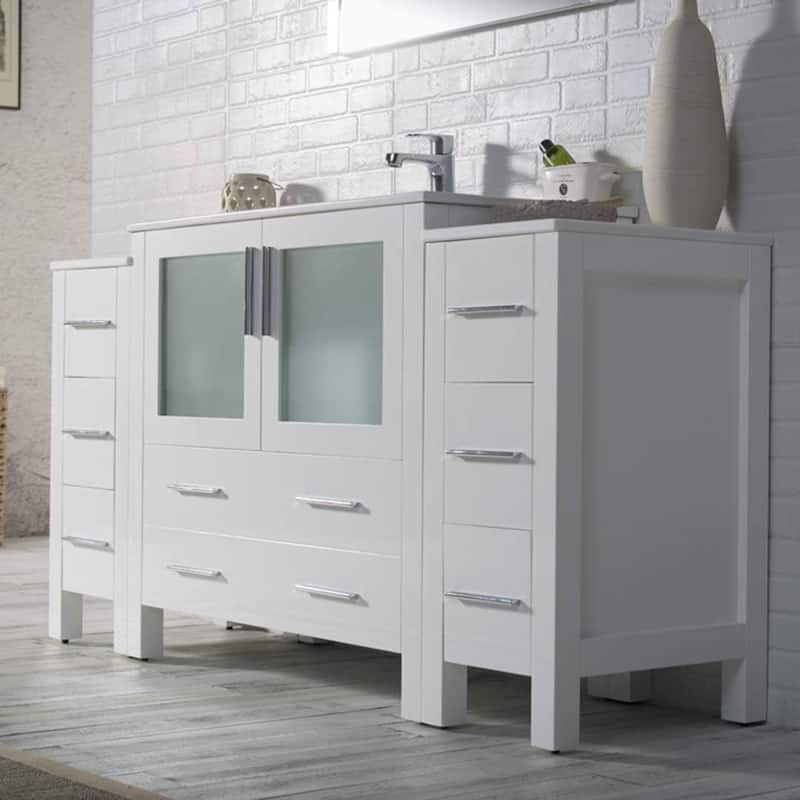 Blossom Sydney 60 Inch Solid Wood Double Sink Vanity with Side Cabinet