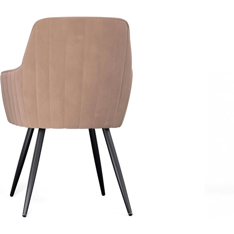 Brown Modern Mid-Century Upholstered Accent Chair with Channel-Tufted Back, Set of 2