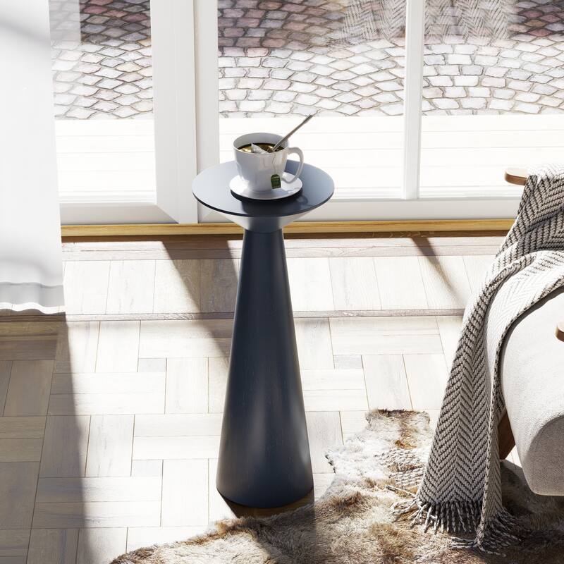 COZAYH Farmhouse Pedestal End Table, Round Martini Table Wood Plant Stand Rustic Small Drink Table for Living Room, Bedroom