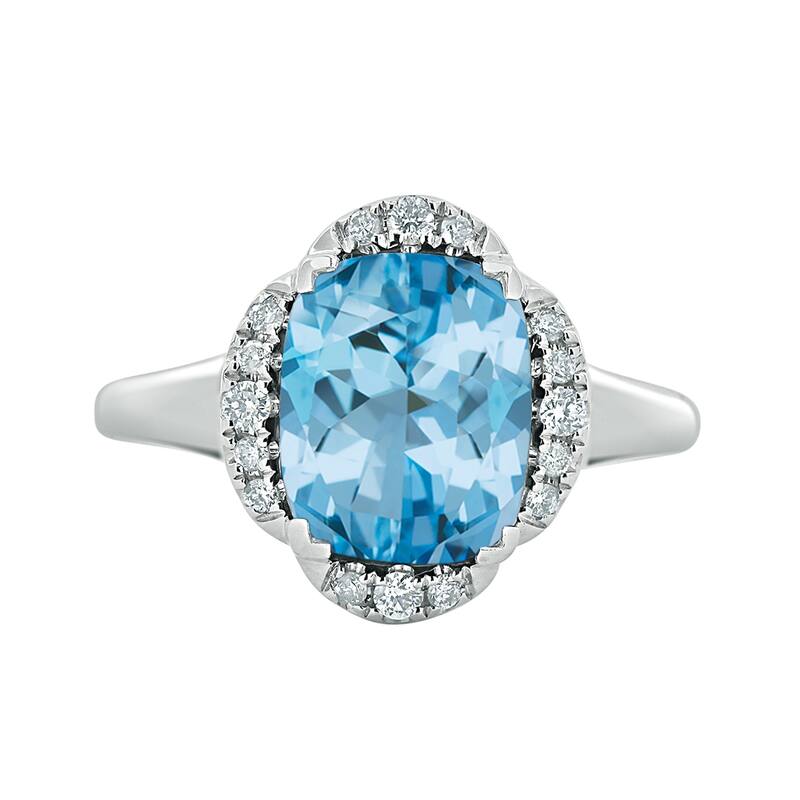 Auriya 4ct Cushion-cut Sky Blue Topaz Halo Diamond Engagement Ring 1/8ctw 14k Gold