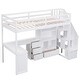 preview thumbnail 47 of 54, Twin/Full Size Loft Bed with Bulit-in L-Shaped Desk and 4 Drawers, Stairway Wooden Loft Bedframe with Open Storage Shelves