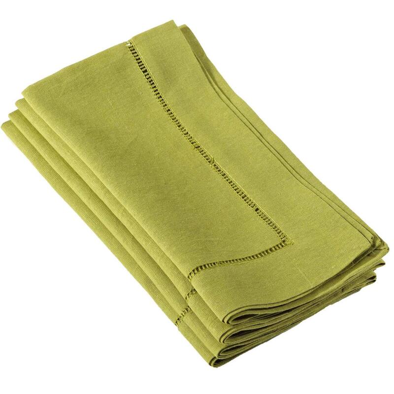 Hemstitched Linen Dinner Napkins (Set of 4) - Lime - Set of 4