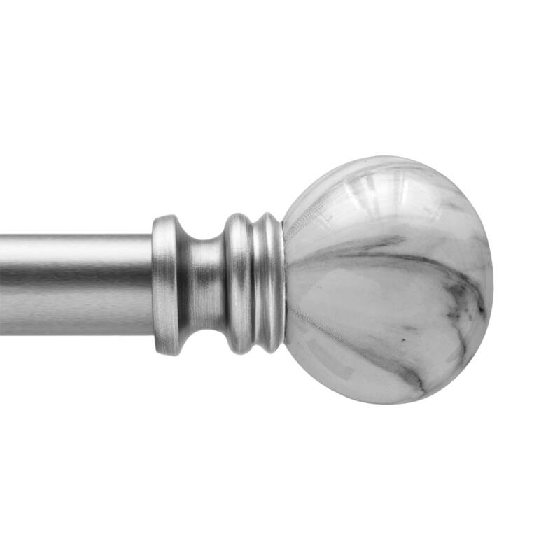 Kenney® Ball 3/4" Standard Decorative Window Curtain Rod, 36-66", White Marble
