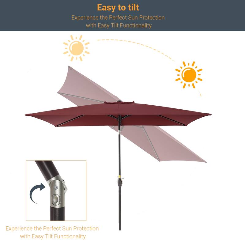 LIVOOSUN 6x9Ft Patio Market Umbrella Weather-Resistant Table Umbrella