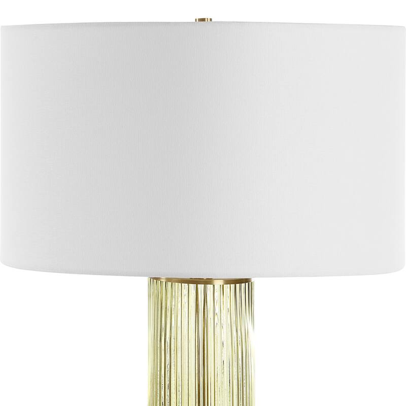 Transparent Glass Table Lamp with Tapered Shade - 34.5" - Brass Finish
