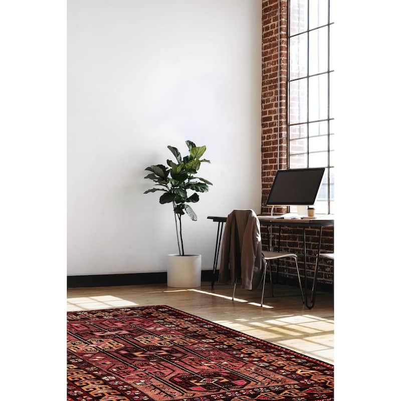 ECARPETGALLERY Hand-knotted Melis Vintage Burgundy Wool Rug - 4'7 x 6'5
