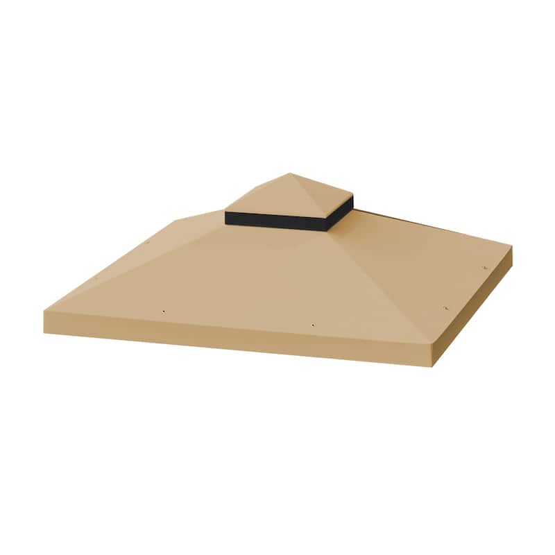 10x10 Ft Outdoor Patio Gazebo Replacement Canopy, Double Tiered Roof Cover - Beige