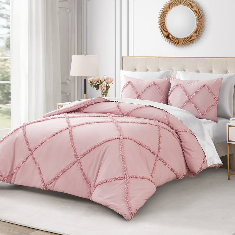 Juicy Couture Diamond Ruffle Reversible Comforter Set - Blush Pink - Twin XL