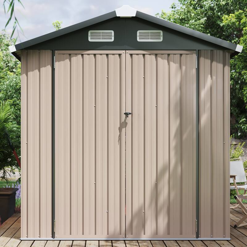AOXUN Outdoor Storage Shed with Lockable Doors and Air Vents for Garden - 8'x6' - Without Floor