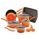 preview thumbnail 1 of 18, Rachael Ray 14pc Nonstick Cookware Set with Tools, Gradient Orange