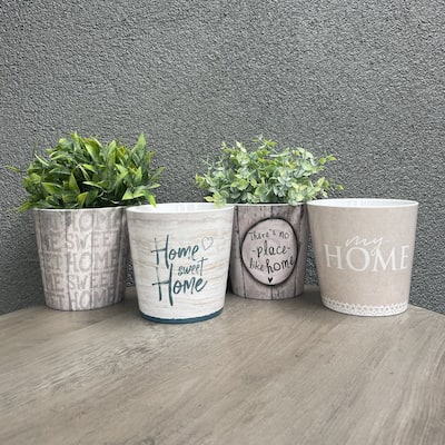 5.5" Dia. Indoor Ceramic Plant Pot Set - Home Collection - 4 Piece Set