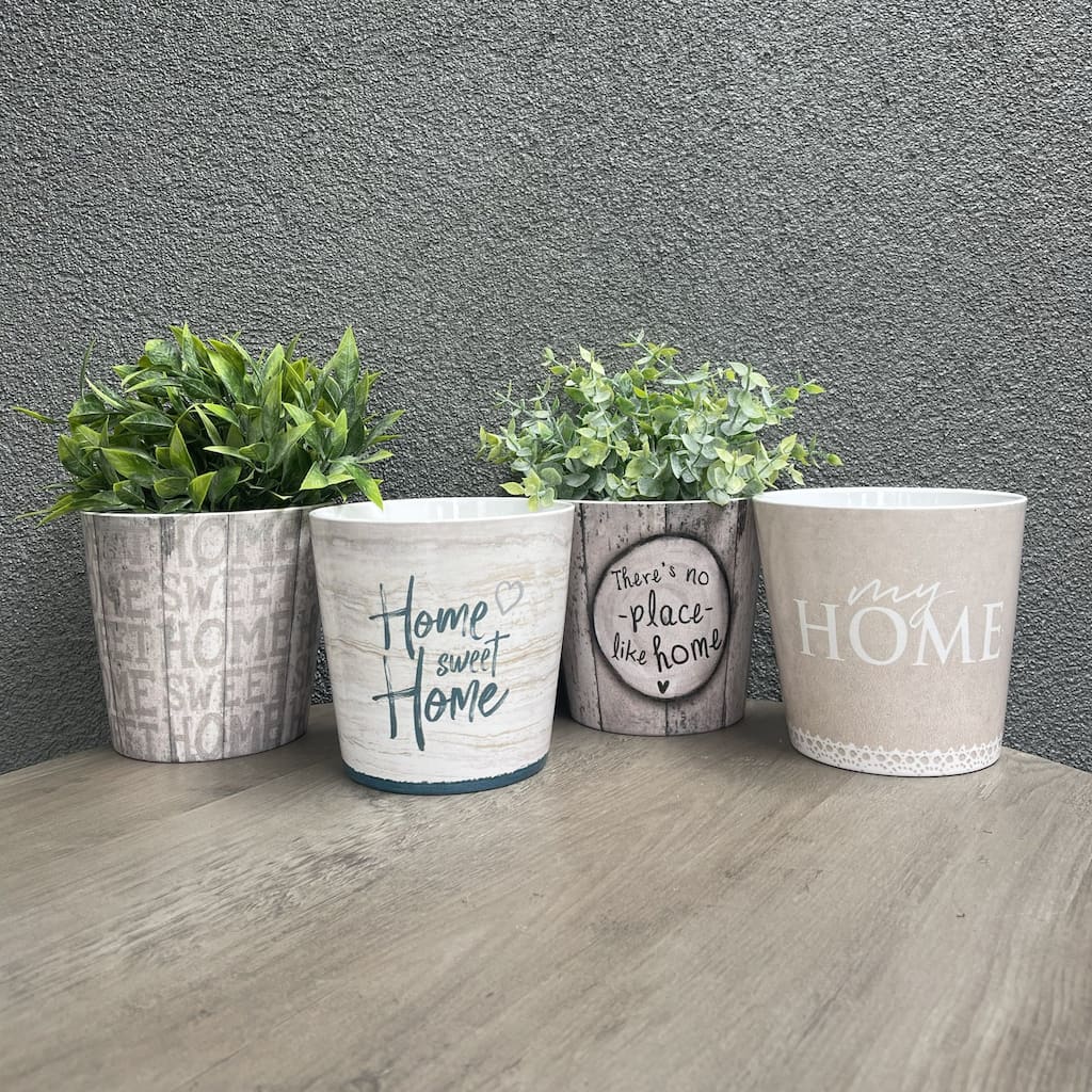 5.5" Dia. Indoor Ceramic Plant Pot Set - Home Collection - 4 Piece Set