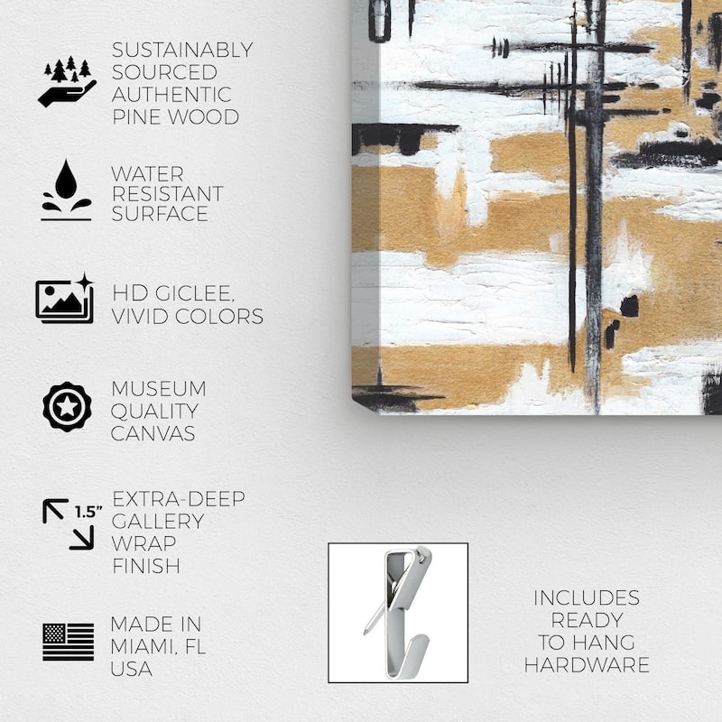 Wynwood Studio Abstract Puzzling I Gold and Pastel Gold Modern & Contemporary Wall Art Canvas Print