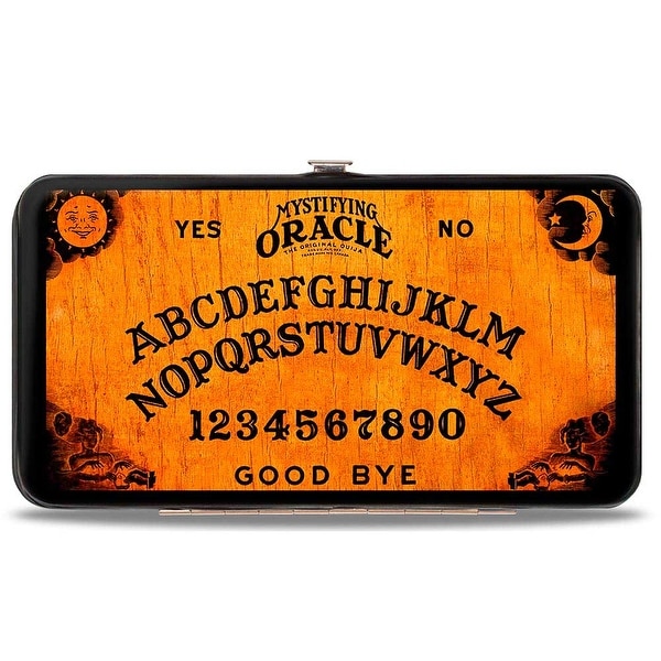 Mystifying Oracle Ouija Board Elements + Planchette Wood Black Hinged Wallet - One Size Fits most
