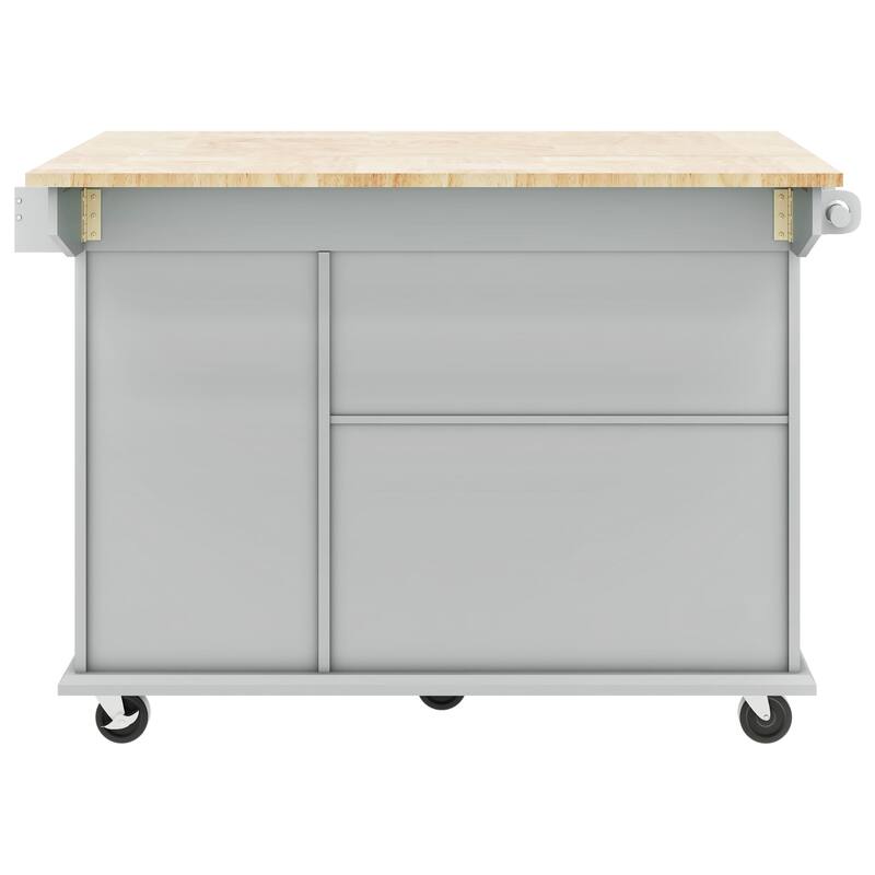 Kitchen Island with 3 Tier Pull Out Cabinet, Drop Leaf Breakfast Bar on Locking Wheels with 1 Drawer & Internal Storage Racks