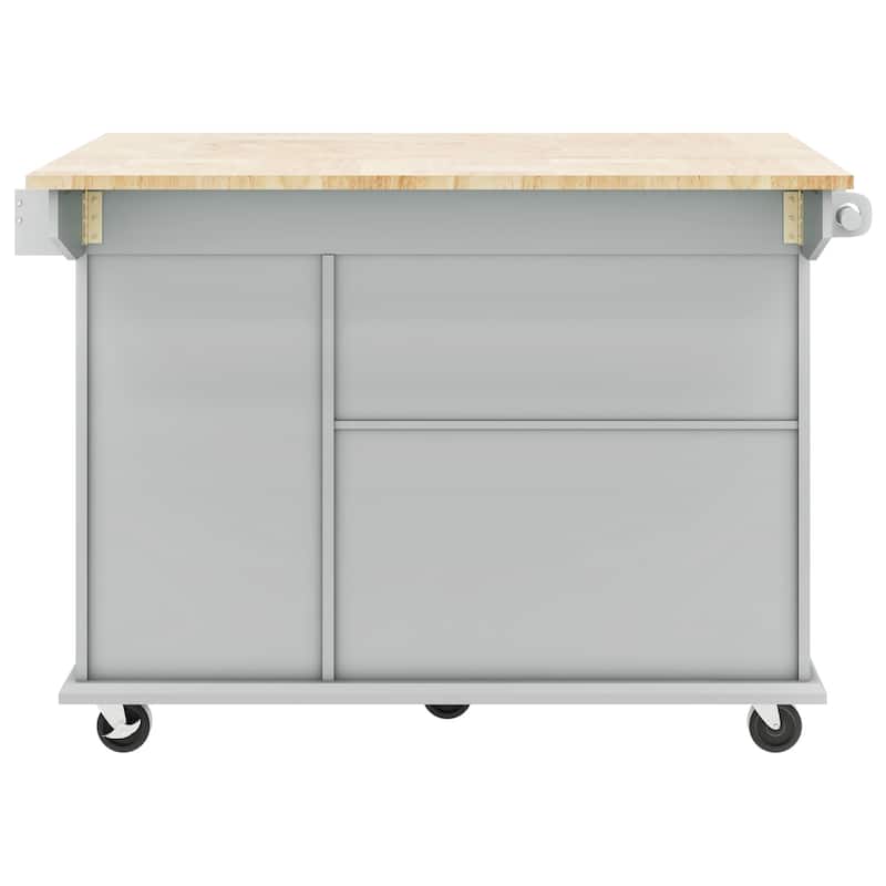 Kitchen Island with Drop Leaf,with Spice Rack, Towel Rack