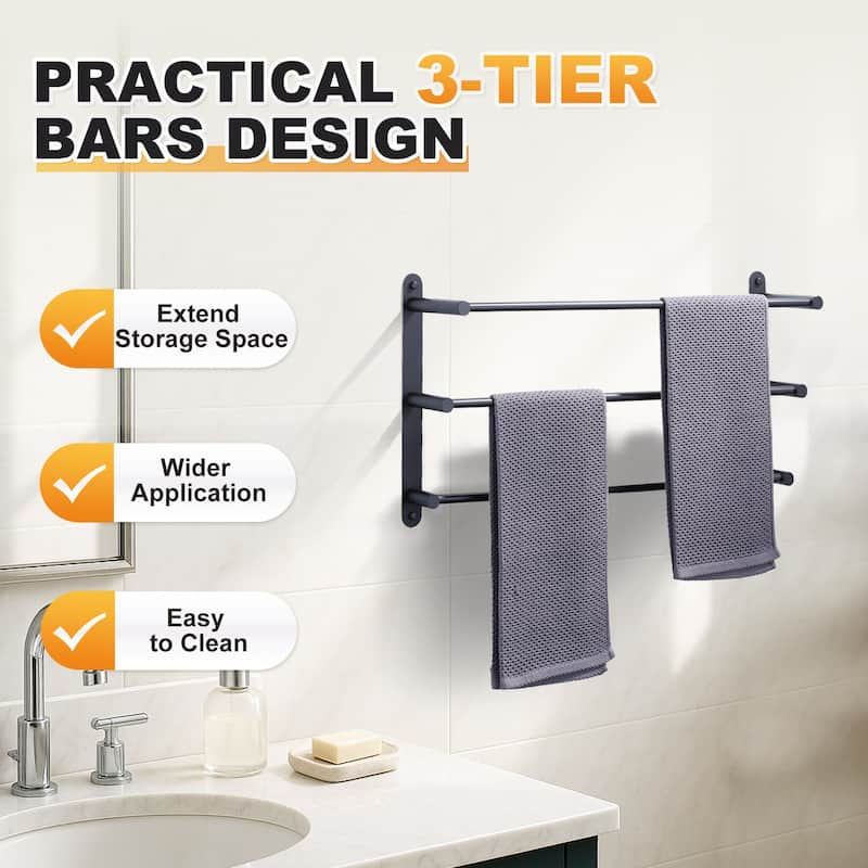 WOWOW Modern 3-Tier Wall Mounted Towel Rack