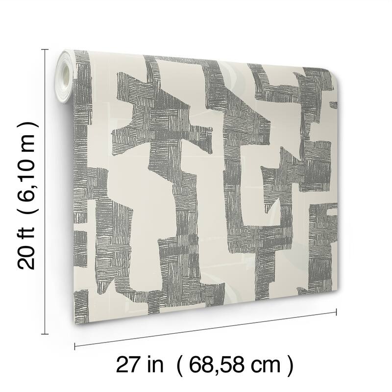 Tribe Black and Taupe Premium Peel and Stick Wallpaper