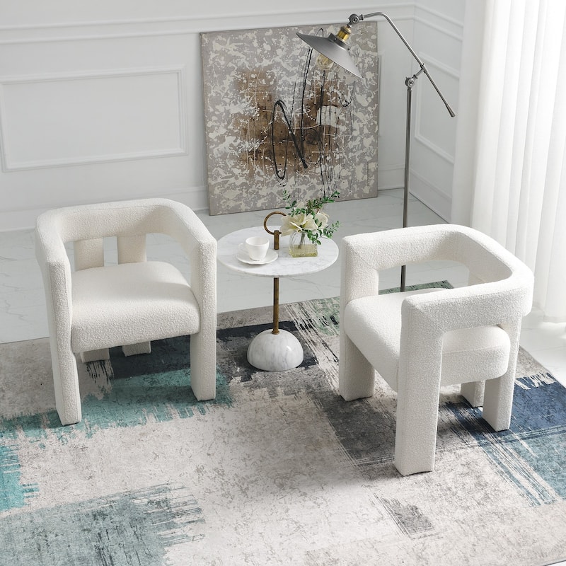 KINWELL 24" Wide Boucle Upholstered Armchair (Set of 2)