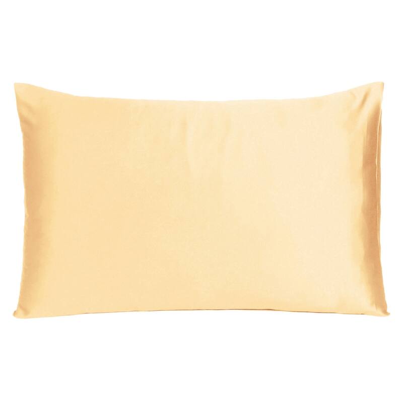 HomeRoots Pale Peach Dreamy Set Of 2 Silky Satin Queen Pillowcases