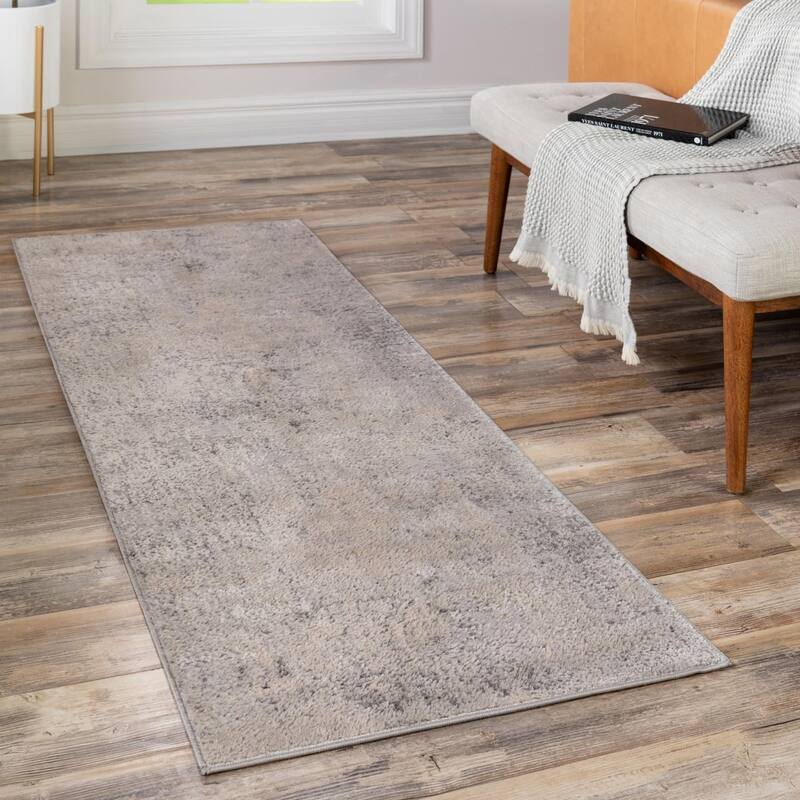 Contemporary Milton Collection Area Rug - Gray - 2'7"x13'1"
