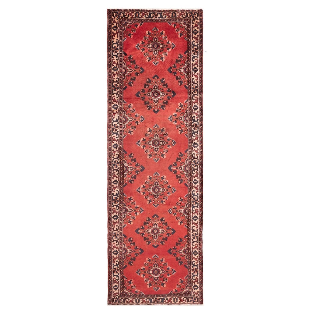 ECARPETGALLERY Hand-knotted Andelz Red Wool Rug - 3'1 x 10'1