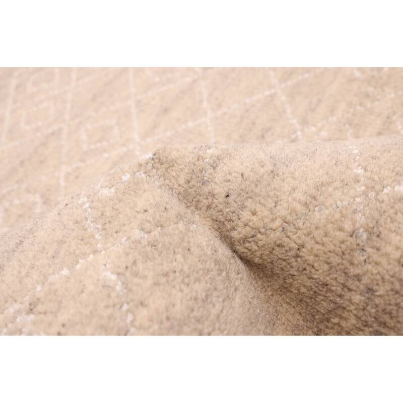 ECARPETGALLERY Hand-knotted Tangier Light Khaki Silk, Wool Rug - 5'0 x 7'9