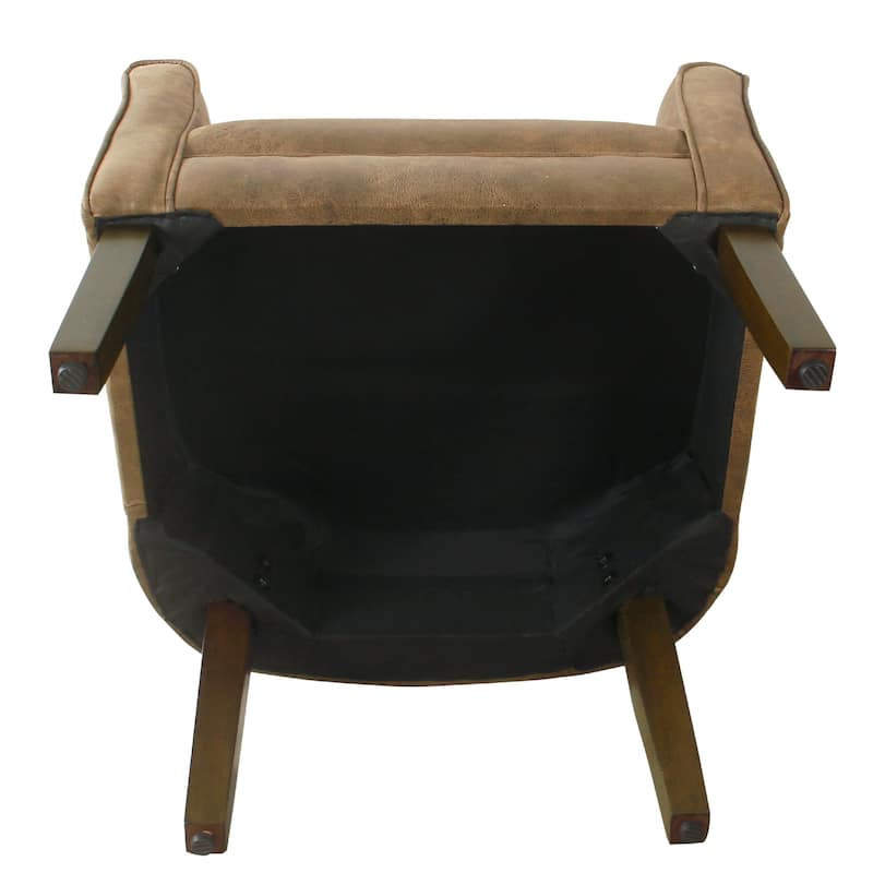 Elom Accent Armchair, Brown Faux Leather with Welt Trim Details