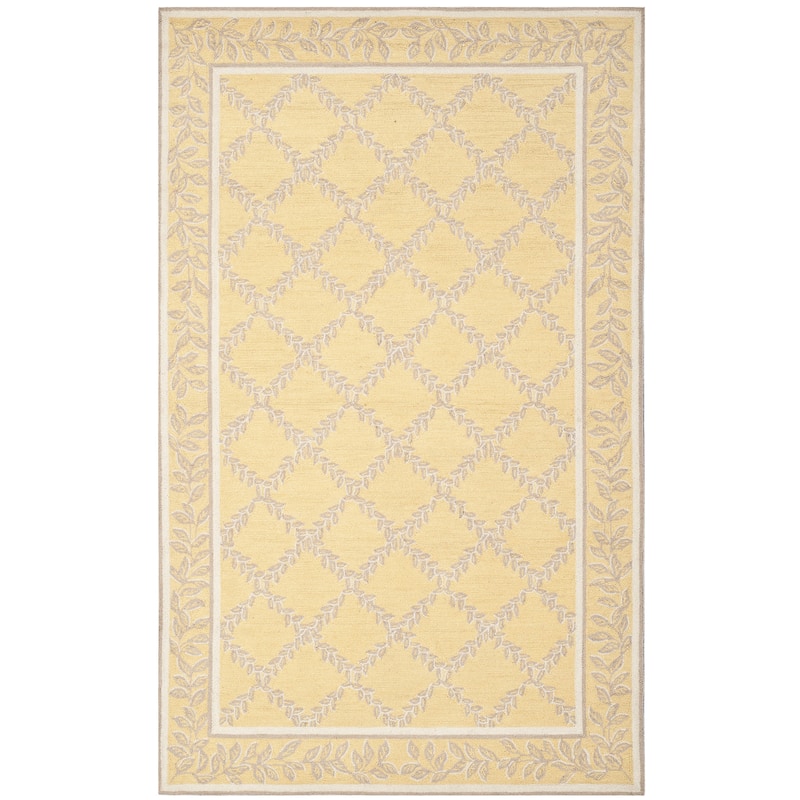 SAFAVIEH Handmade Chelsea Sunstripe Trellis French Country Wool Rug - 5'3" x 8'3" - Yellow/Grey