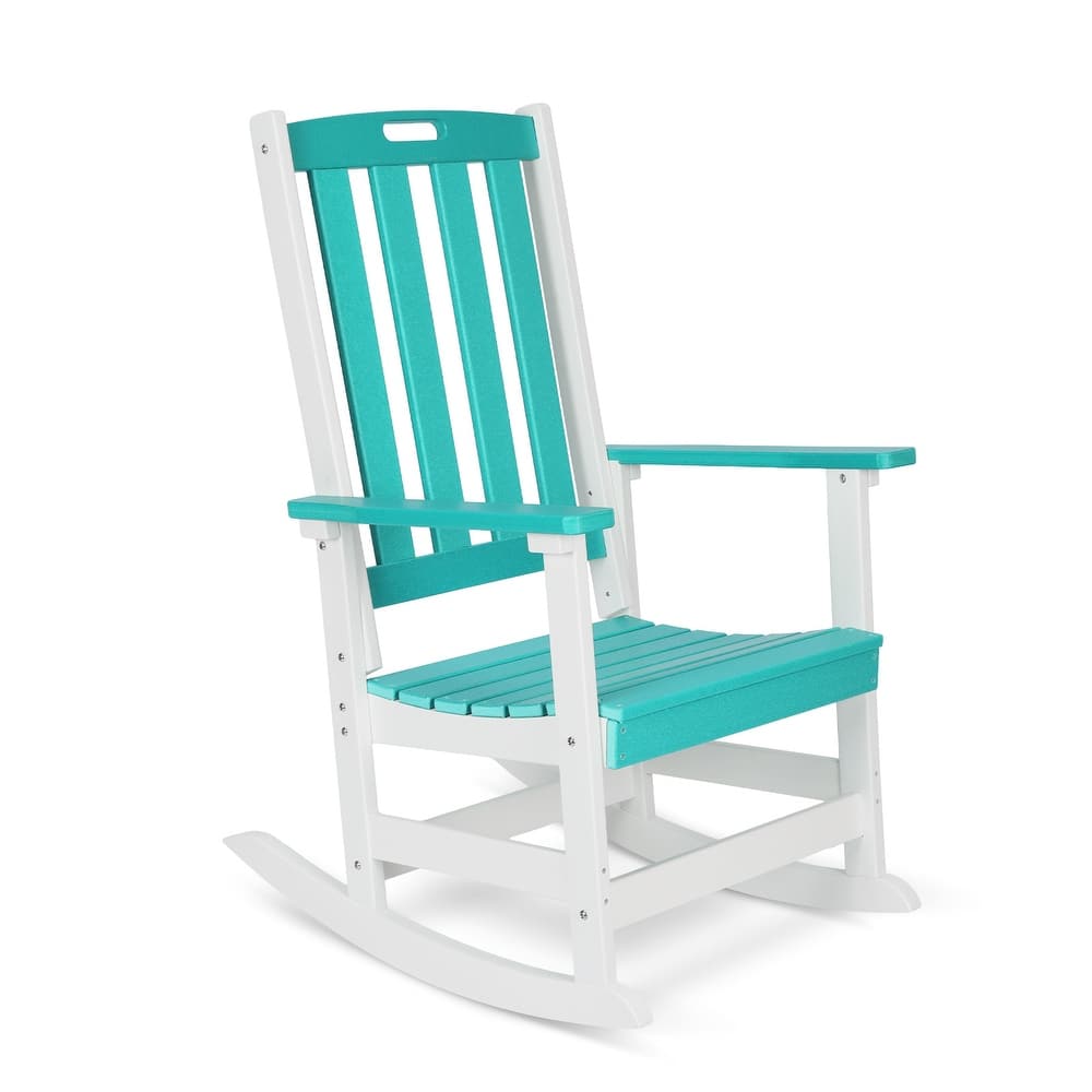 Aoodor Outdoor Rocking Chair, Ergonomic HDPE Rockers with All-Weather Design for Patio or Porch