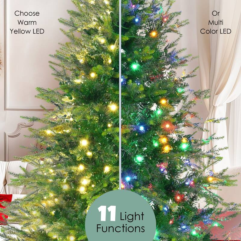 Pre-Lit 6FT Christmas Tree Set with Garland, Wreath, and Multi-Color LED Lights