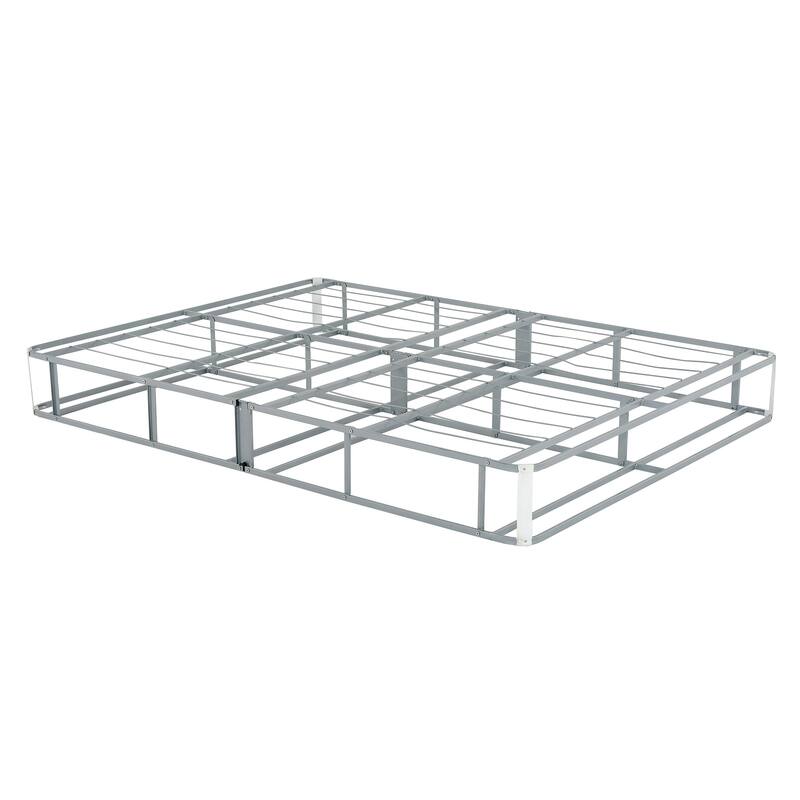 Contemporary 9 in. Foldable Metal Mattress Foundation Box Spring, Gray