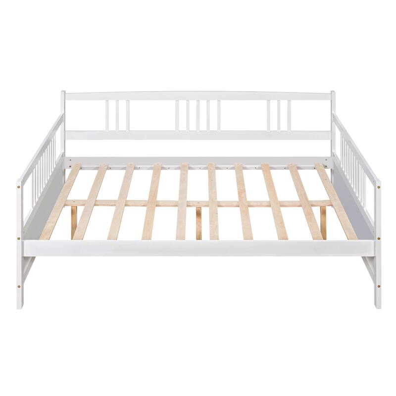 White Full Size Classic Solid Wood Daybed: Sturdy Frame, Storage
