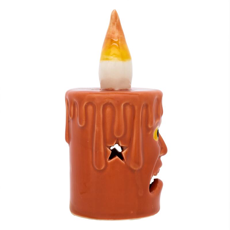 National Tree Company 7" Orange Halloween Porcelain Candle (Set of 2) - 7 in