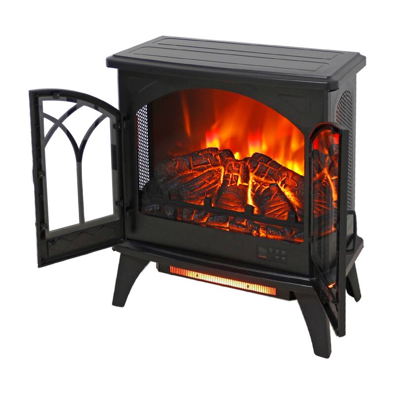 Infrared Quartz Fireplace Stove, 24 Inch 3D Flame with Remote Control - Ideal for Home & Office
