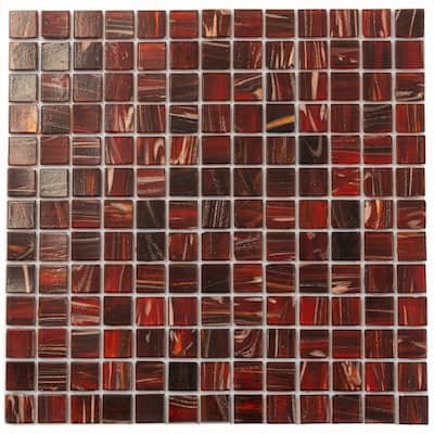 Apollo tile 12" x 12" Celestial Glossy Burgundy Swirl Glass Tile (20 sq ft/case) - 20 Pack
