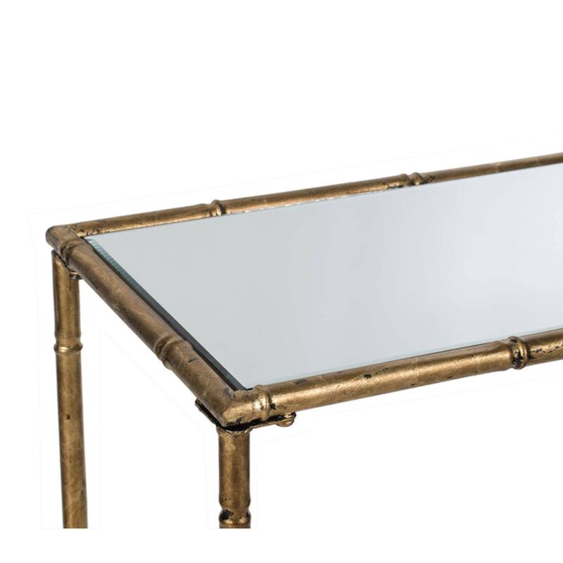 Mirrored Rectangular Console Table - 56.25" - Antique Gold