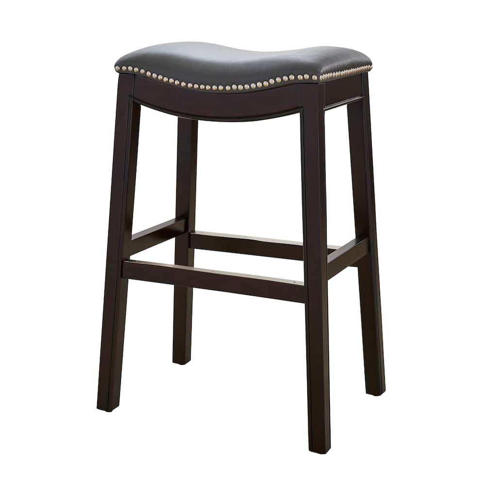 Julian 31" Espresso Bar Stool with Gray Faux Leather Seat