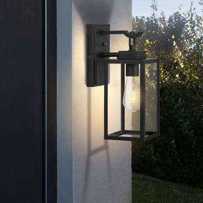 Matt Black 13.62"H Outdoor Wall Lantern with Dusk to Dawn Sensor