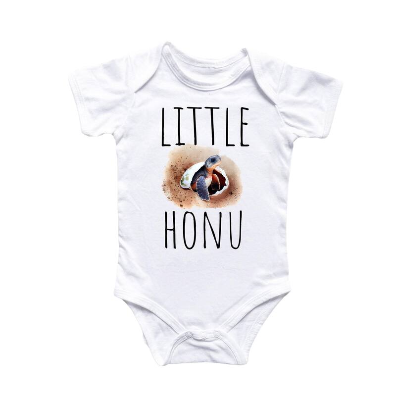 Little Honu Turtle Hawaii - Baby Boy Girl Clothes Infant Bodysuit Funny Cute Newborn - White - 3-6M