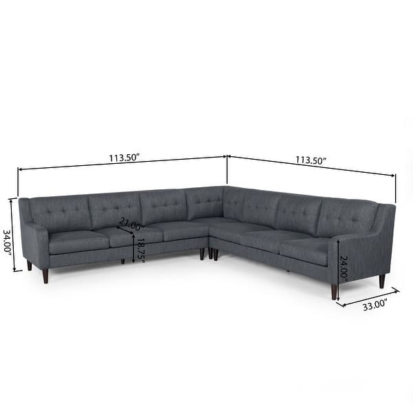 dimension image slide 1 of 12, Worden Contemporary Tufted Fabric 7 Seater Sectional Sofa Set by Christopher Knight Home - 114.50" L x 114.50" W x 34.00" H
