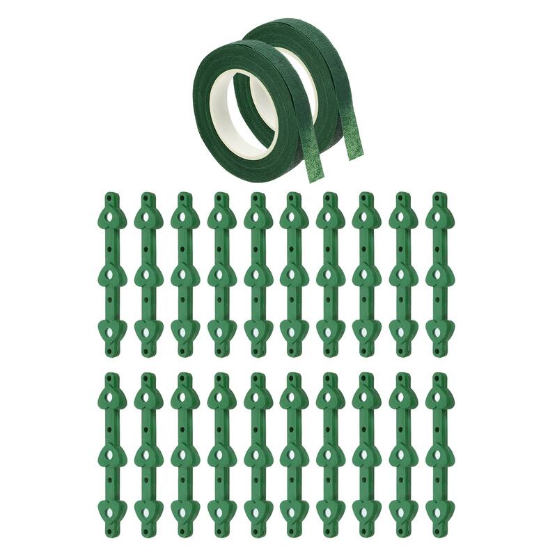 Floral Boutonnieres Magnets Corsage Brooches with 2Pcs Floral Tape - Green