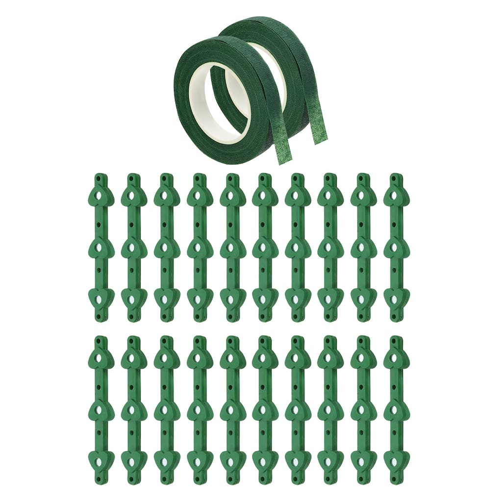 Floral Boutonnieres Magnets Corsage Brooches with 2Pcs Floral Tape - Green