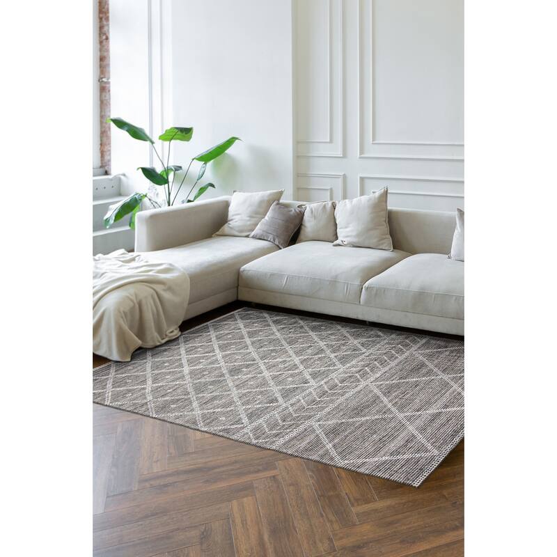 ECARPETGALLERY Braid weave Sienna Grey Wool Rug - 5'3 x 7'7