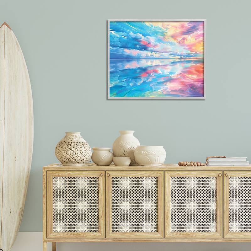 Stupell Prismatic Rainbow Sunset Framed Giclee Art Design By Michael Ward