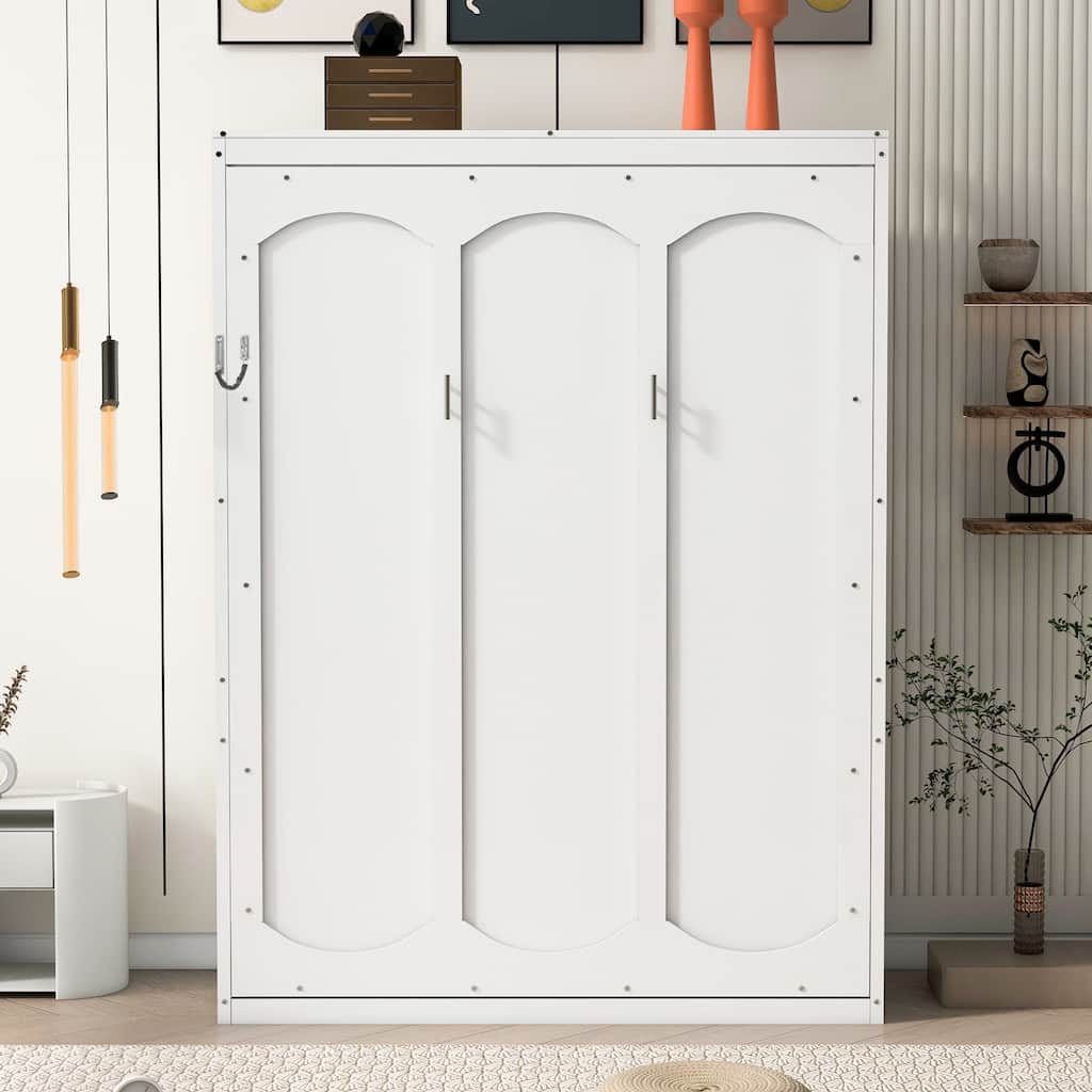 Full Size Murphy Bed Wall Cabinet Bed with Built-in Storage Shelves