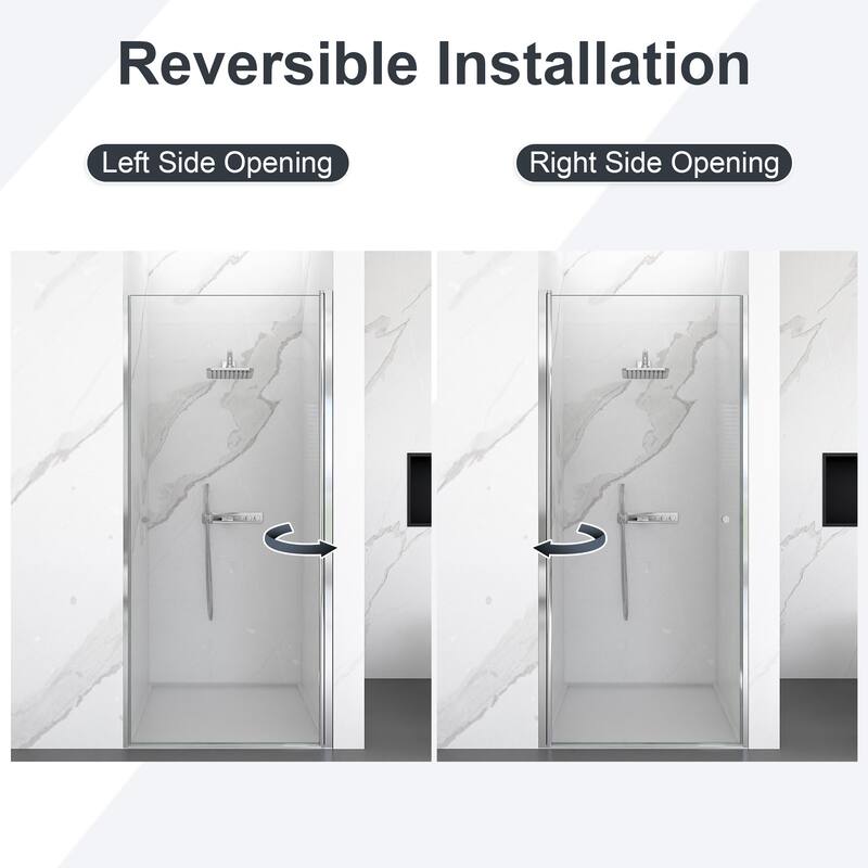 24" x 72" Semi-Frameless Pivot Shower Door