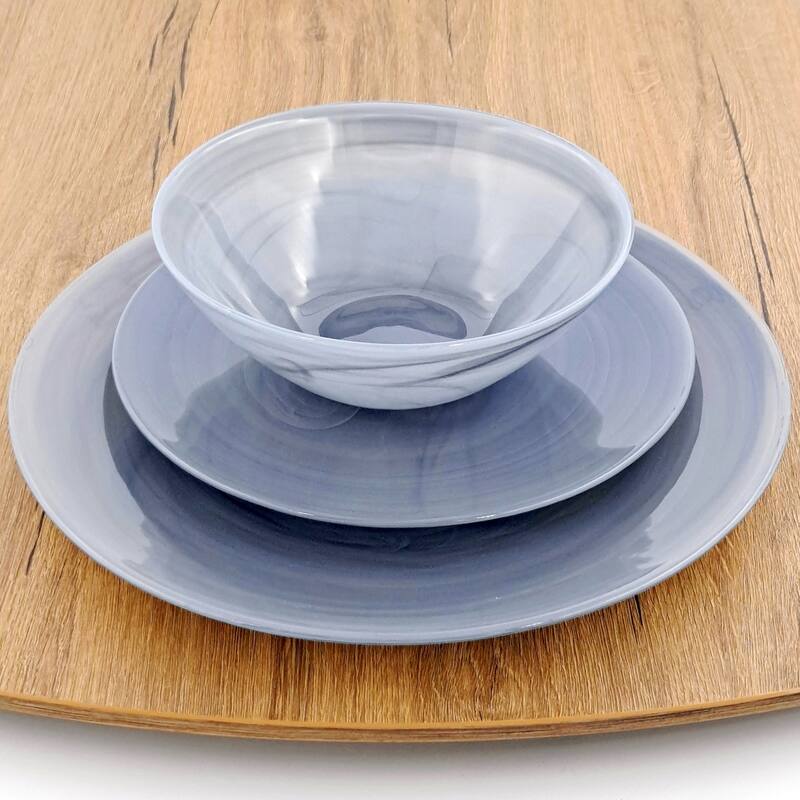 NUAGE Graphite 12 Pcs. Glass Dinnerware Set