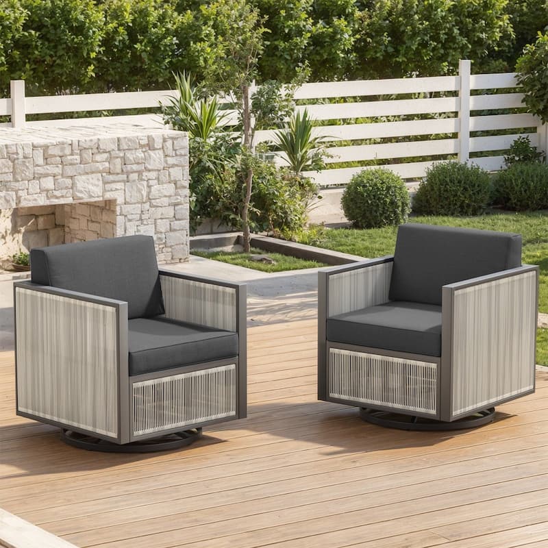 Outdoor Rocker Chairs Thick Cushions Chair - Light Beige - Dar Gray
